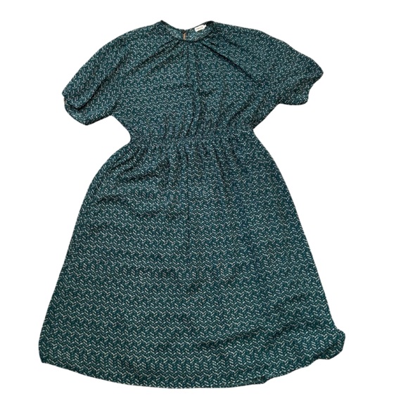 Filippa K Satin Crepe Print Short Sleeve Mini Day Dress | Green | Size M | NWOT - Picture 4 of 7